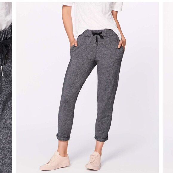 Lululemon On The Fly Pant 28" Inseam Cropped Heathered Black W6 - Picture 1 of 6